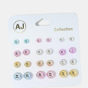 ❤️ 4/$15❤️ 12 Pair of Metallic Ball Earrings